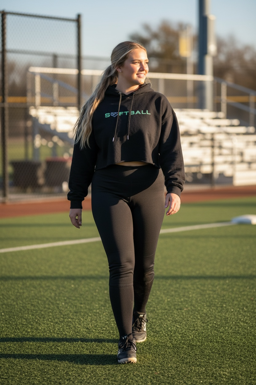 VAULTED Softball Cropped Fleece Hoodie