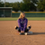 VAULTED Softball Cropped Fleece Hoodie Vibrant Purple and Lime Green/Grey VAULTED logo.