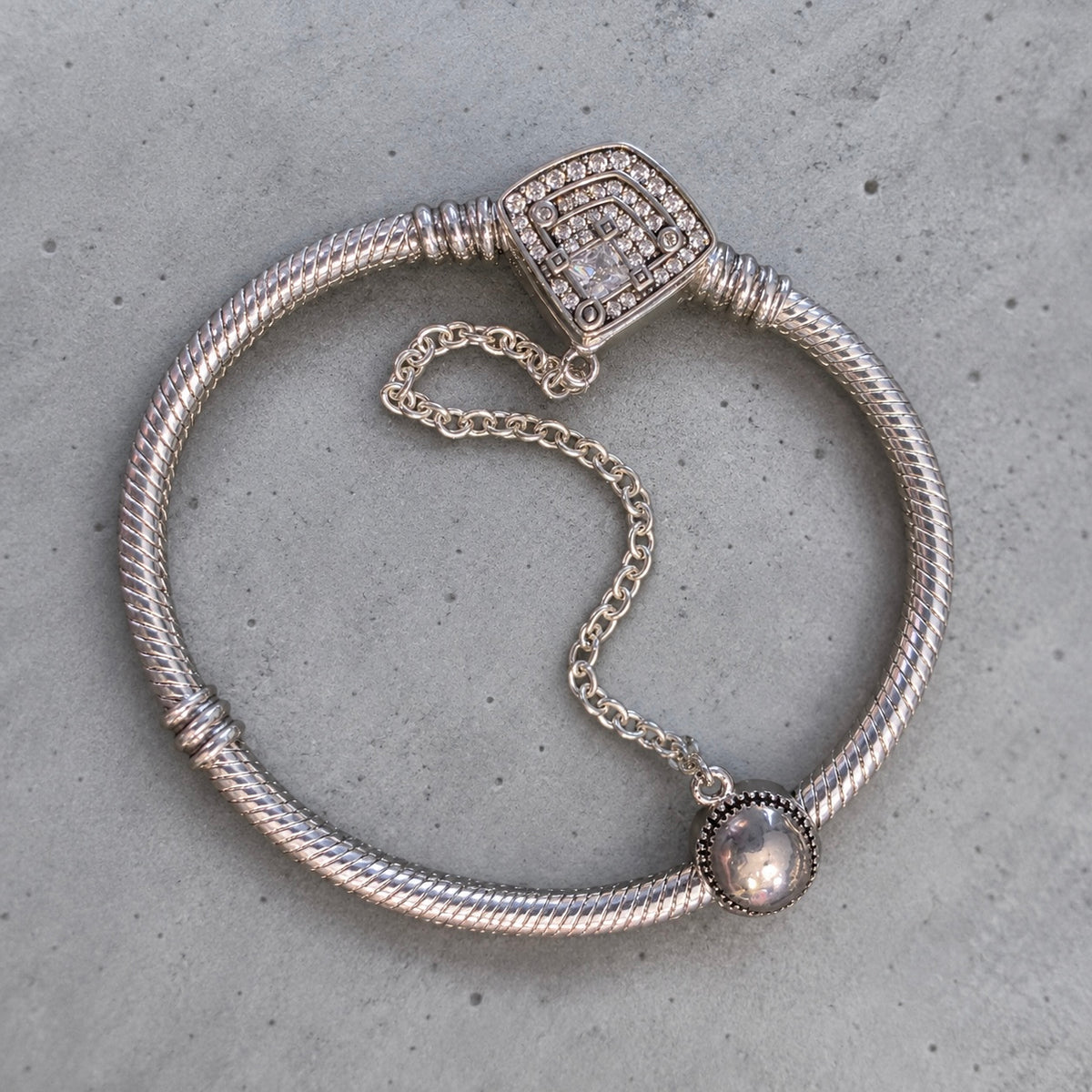 VAULTED Diamond Field Silver Bangle Bracelet 🥎✨