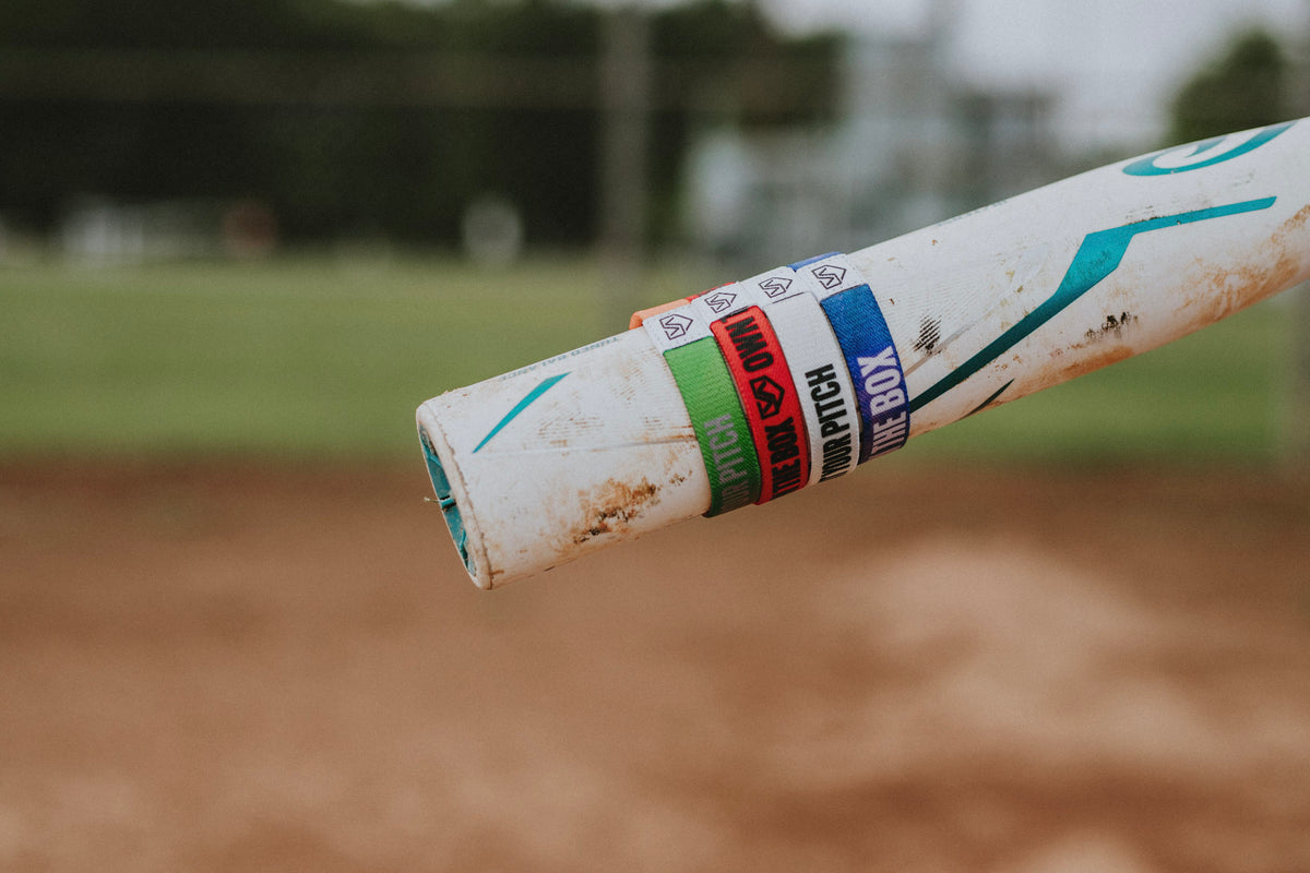 Hunt Your Pitch VAULTED ATHLETE ™ TAP Band | Citrus Fade Orange into Green Fade Message Confidence Wristband for Softball & Baseball