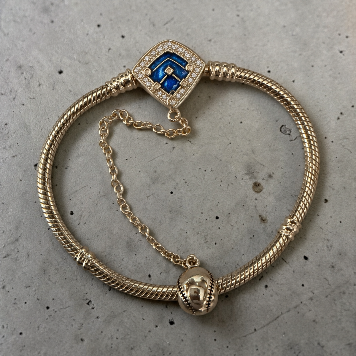 VAULTED Blue Field 18K Gold-Plated Copper Clasp Bracelet 🥎💙✨
