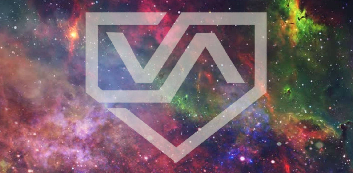 Vaulted Athlete logo on a colorful nebula background
